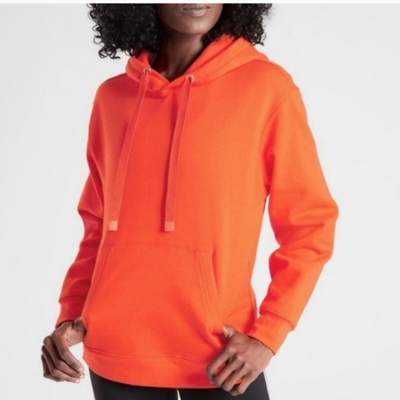 Athleta Tops - Athleta Womens Neon Orange Fleece Hooded Sweatshirt Size XS
